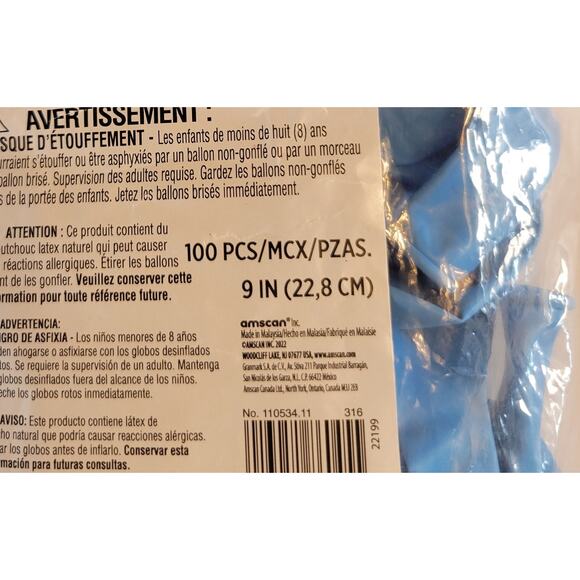 9” Powder Blue Latex Balloons 100ct – Party Decoration & Events Birthday Wedding - Picture 3 of 4